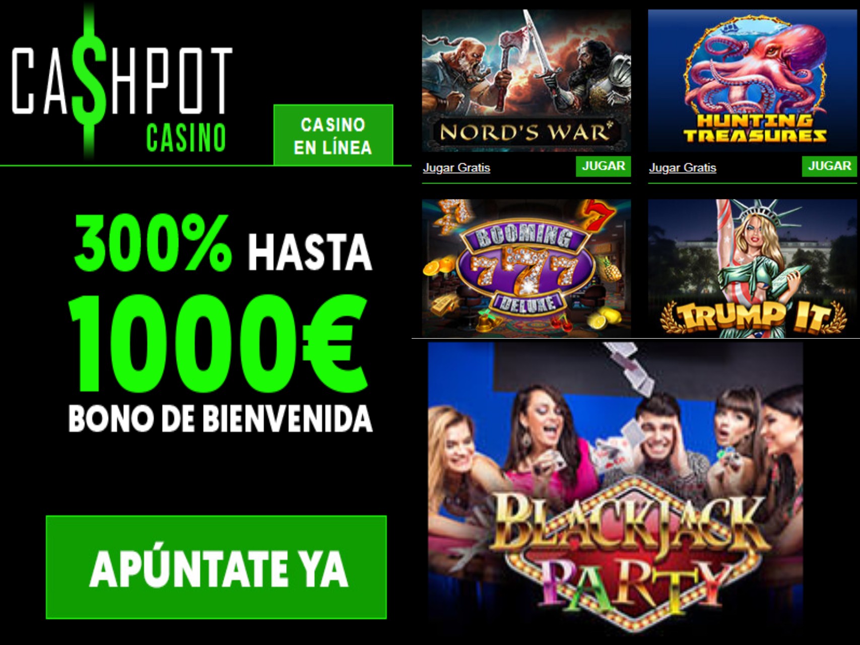 Bono de bienvenida Casino Cashpot hasta por 1000 euros