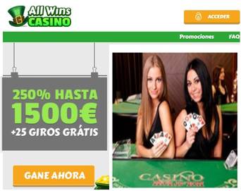 Gane 1500 euros en Casino Allwins por primer depósito